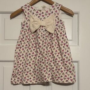Zara Kids Floral Dress with Cream Bow